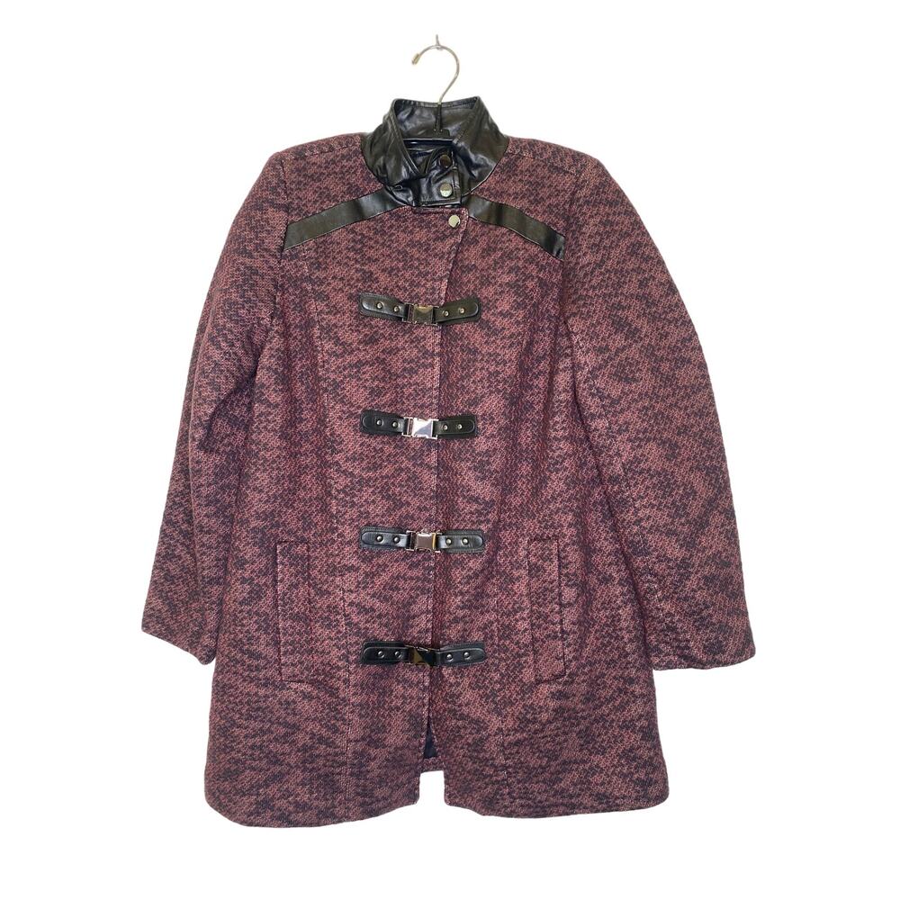 SA by Seth Aaron Knit & Faux Leather Coat w/ Toggle Clasp Closure EUC Sz 8